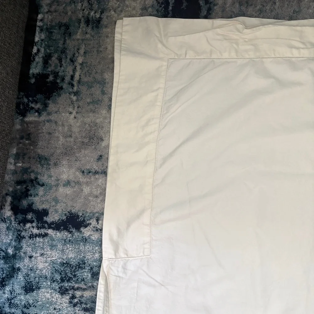 Ralph Lauren Home Hemstitched Cotton King Size Flat Sheet Ivory Luxury